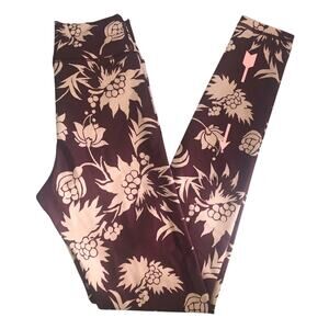 Anthropologie x The Upside Maroon Wine Kabuki Dance Yoga Pants Leggings NEW